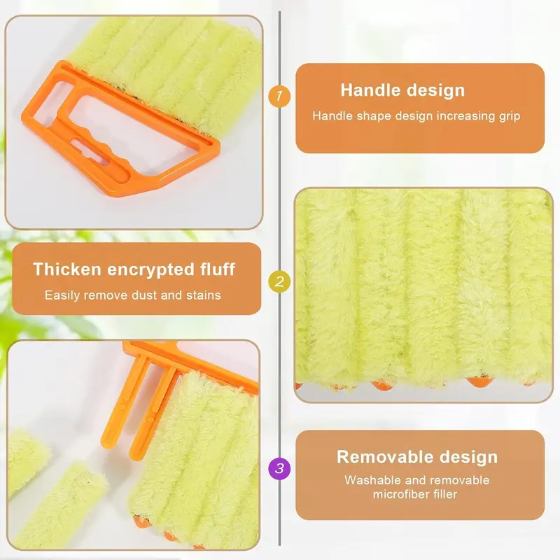 Venetian Blind Cleaning Brush, 2 Counts Window Air Conditioner Duster, Plastic Head Cleaning Tool, No Charging Manual Operation Cleaning Tool 5