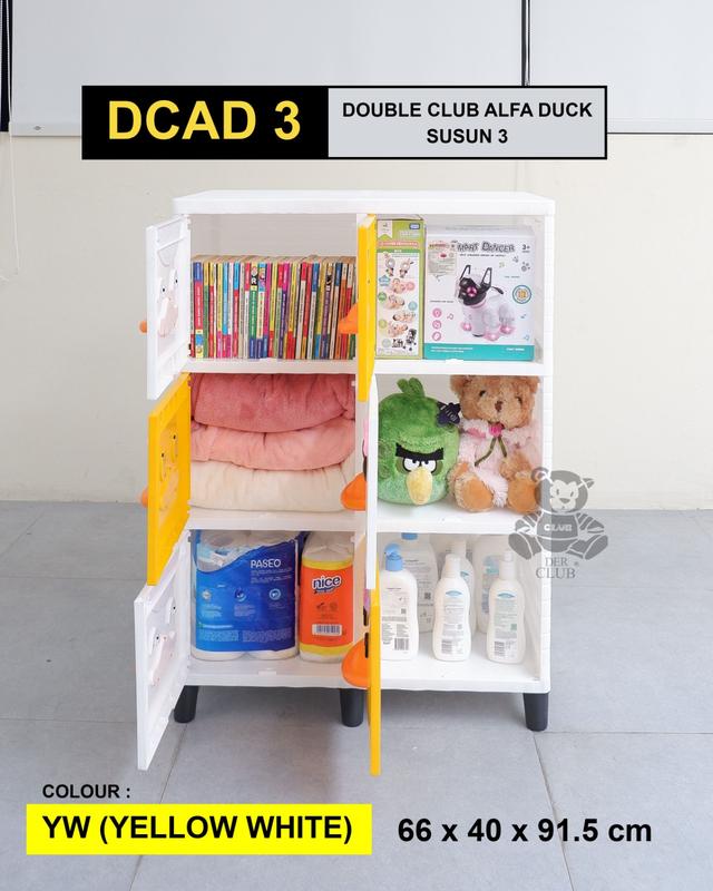 Double Club Flip Susun 3 - Lemari Plastik - Pintu Geser -  Laci  Minimalis -  Penyimpanan Serbaguna - Cabinet Pakaian - Kabinet Baju - Tahan Lama - Tahan air - Tidak Hitam Furniture 1