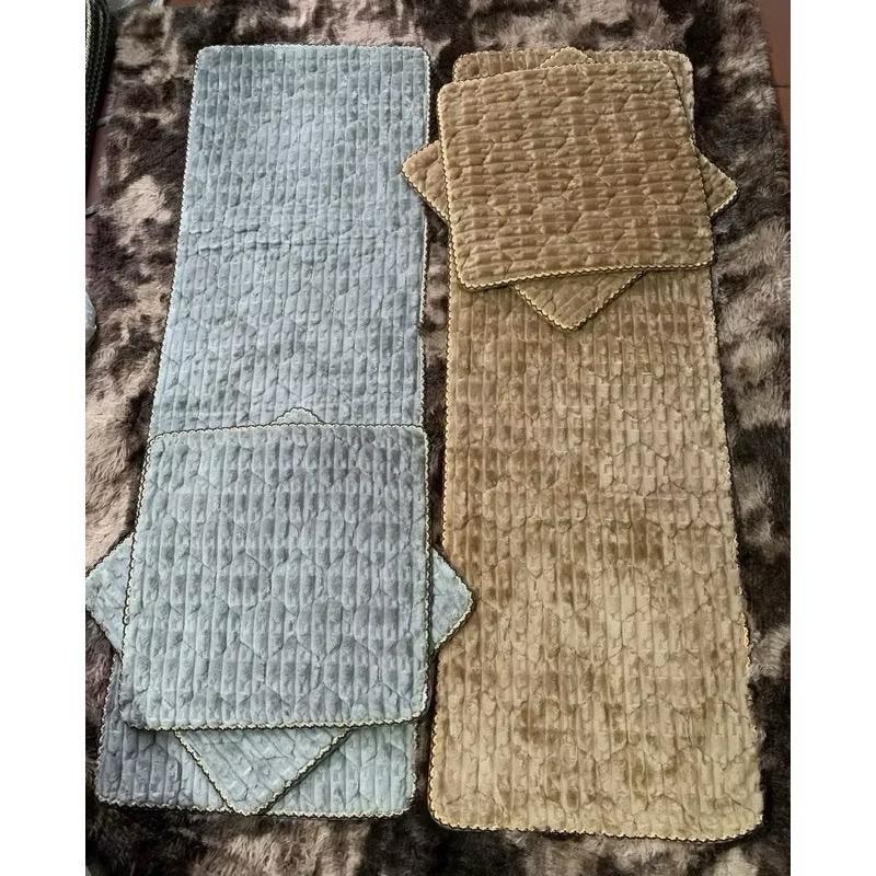  Thảm trải ghế sofa gỗ -Bộ trải ghế lông thỏ trang trí phòng khách  Bộ thảm trải trên ghế gỗ dày dặn chống trơn trượt 