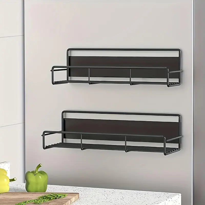 Magnetic Spice Rack for Refrigerator, 2 Counts/set Fridge Organizer, Metal Fridge Shelf, Kitchen Organization, Spice & Seasoning Organizer 2