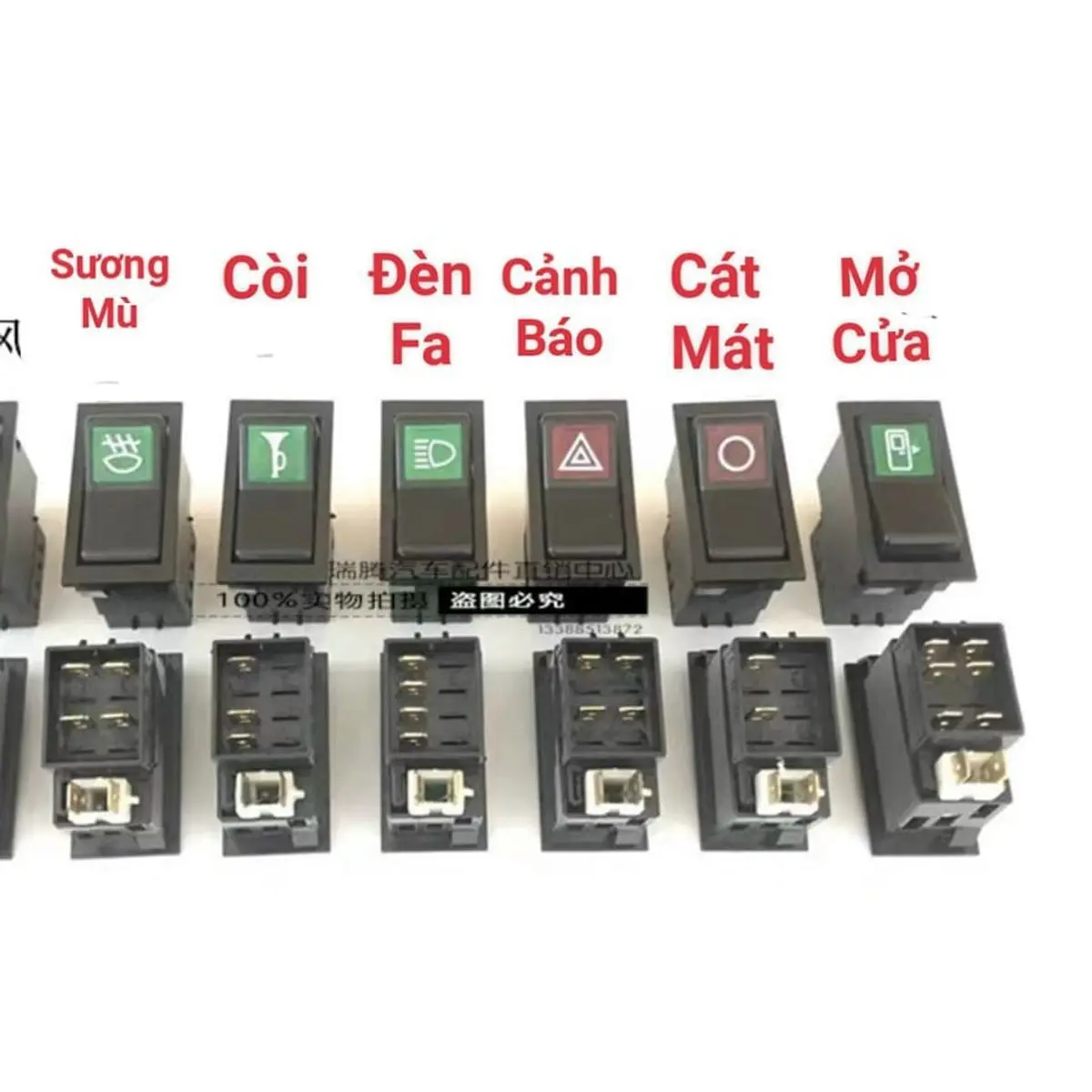 công tắc còi-đèn-quạt-cảnh báo trên oto. thay thế công tắc taplo xe tải