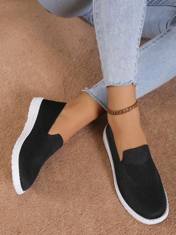 Women's 1 Pair Minimalist Casual Plain Round Toe Slip on Shoes, Lightweight Breathable Slip on Flats For Daily Wear 3