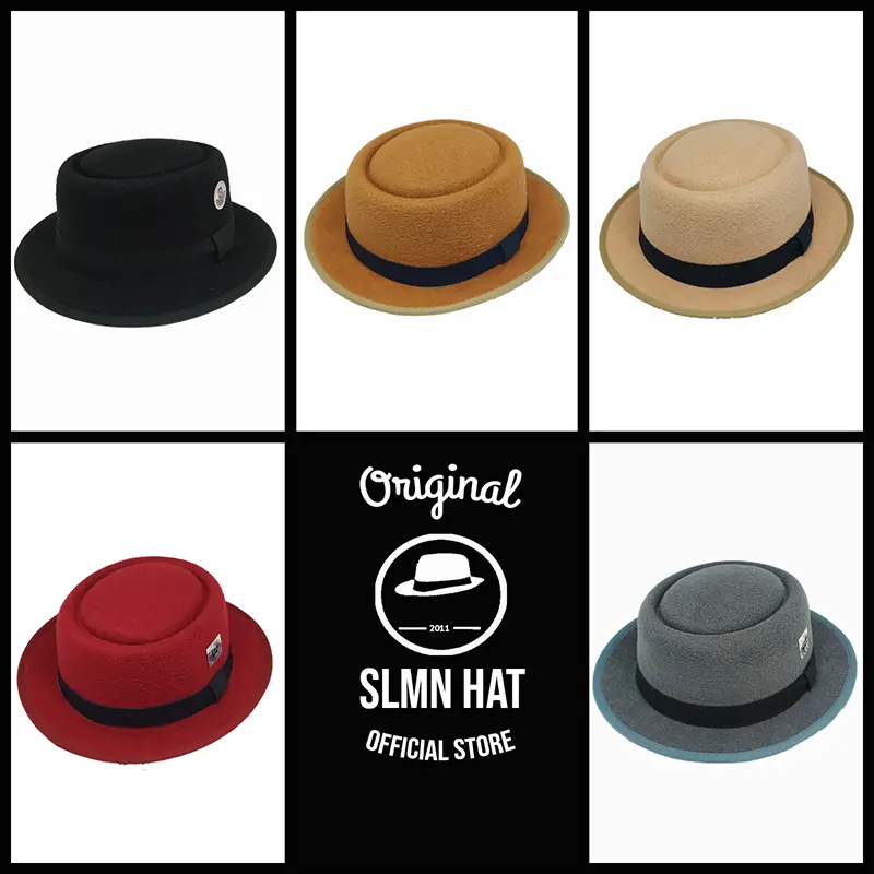 Topi Fedora Pie Hat + Aksesoris Bulu Burung Khas Italy Jazz Original SLMNHAT Warna Banyak