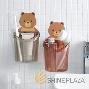 Gantungan Tempel Tempat Sikat Gigi Beruang - Rak Dispenser Odol Kamar Mandi