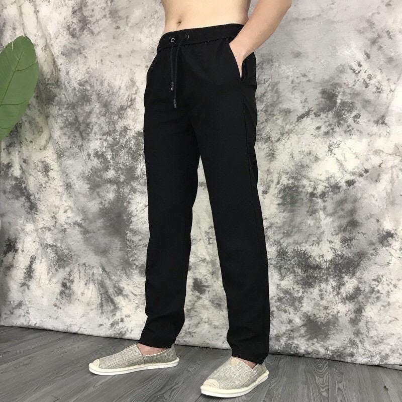 Quần dài Đũi nam ống côn cạp chun dây rút 0