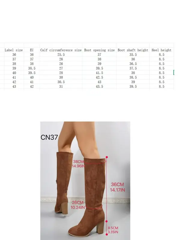 Women's Fashionable Solid Zipper Design Boots, Casual Comfortable Knee High Heels Boots for Daily Wear, Non-slip All Match Pointed Toe Winter Shoes for Party, Club 1