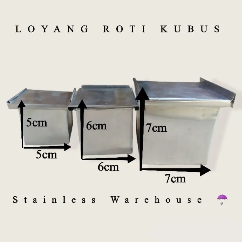Loyang Roti Kotak/Cube Mini |Cetakan Roti Kotak Cube|Loyang Roti Kubus |Loyang Roti Cube|Cetakan Roti Tawar Kotak/Kubus |Loyang Kue Kubus Murah Perpcs COD Stainless Steel Thick Kitchenware 0