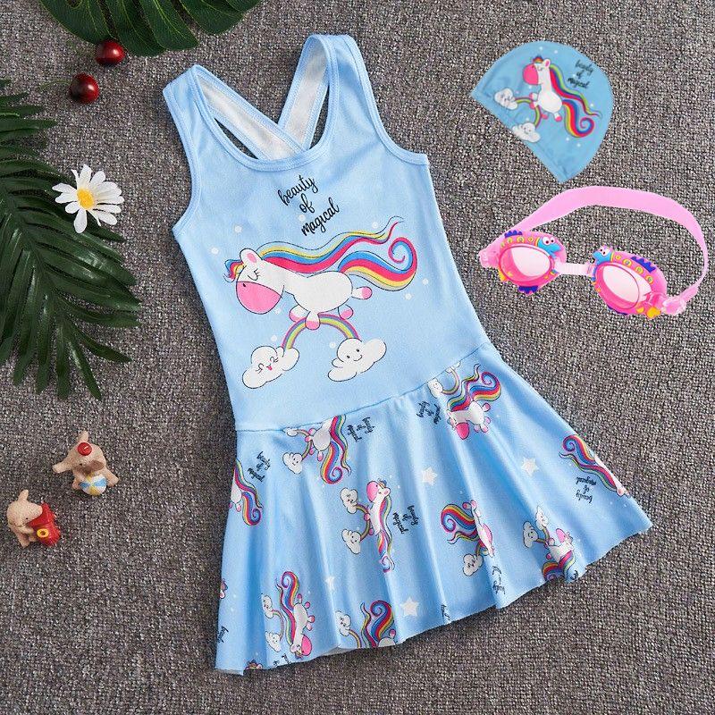 Girl's One-Piece Swimming Suit Summer New Medium and Large Children Swimming Princess Skirt Little Girl Baby Swimsuit 6