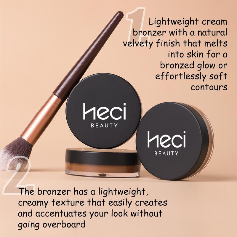 Long Lasting Bronzer Cream, 1 Box Facial Compact Bronzing Cream, Easy to Apply with Buildable Coverage, Contouring Cream for All Skin Tones, Valentine's Day Gift 5