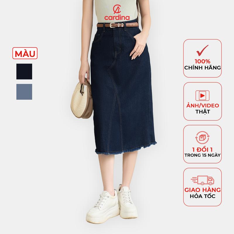 Chân váy nữ CARDINA chất liệu jeans tà chéo cạp cao kiểu dáng chữ A trẻ trung thời trang Y25 4CVJ03 Women Denim
