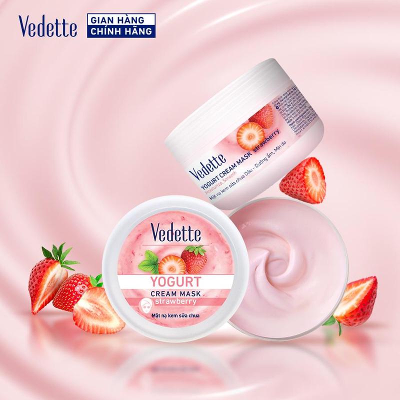  Vedette Mặt nạ kem sữa chua Dâu Tây 120ml dưỡng ẩm và làm sáng da giàu dưỡng chất từ Nhật Bản - Trà 