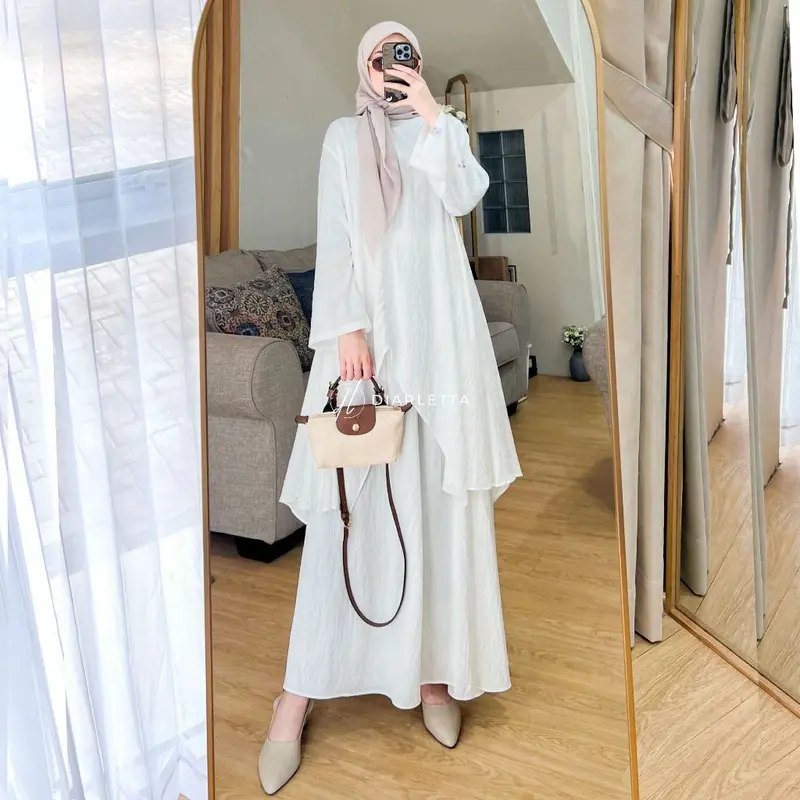 Berlianna Set Rok Permata Payet Polo Linen Busui Friendly Rok Umbrella  Diarletta Premium Quality 1
