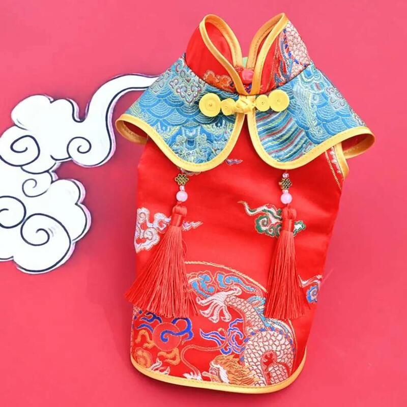 Product Introduction of TTS Homie Tassel Design Button Closure Dress Up Cloth Dog Chinese New Year Clothes Puppy Tang Suit Pet Supplies 16