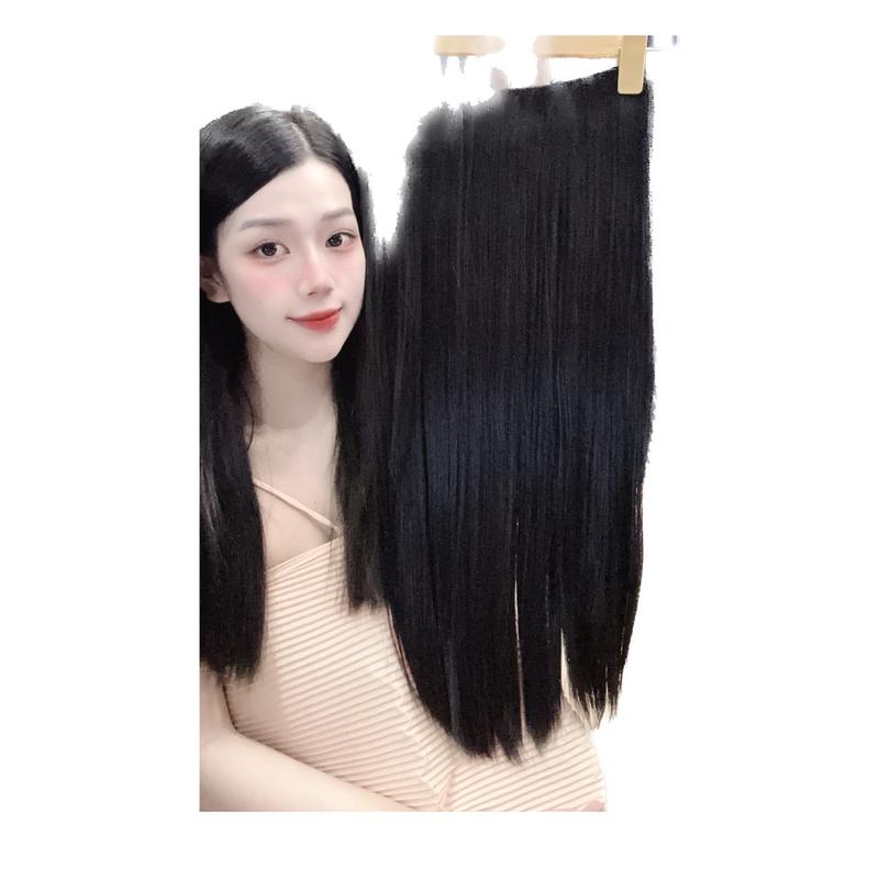 Dãy kẹp 6 phím thẳng dài dùng kẹp nối vào tóc thật tạo độ dày cho tóc mua kèm lược chải tóc Women Wig Tóc Giả