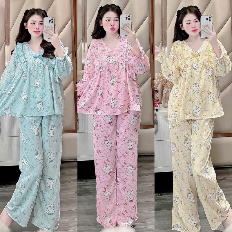  Đồ bộ tay dài lụa mango thiết kế mới dể thương  đồ bộ nữ mặc nhà thoải mái  pijama nữ lụa mịn mát  size dưới 60kg  đồ bộ pizama tay dài baby doll  Áo ngủ  bộ ngủ 