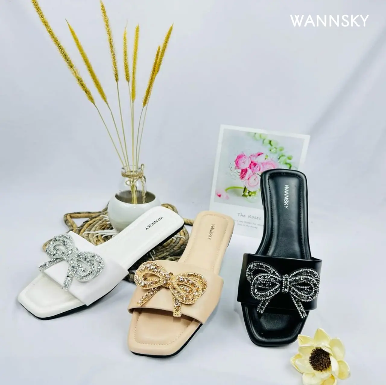 WANNSKY YUK - Sandal Wanita || JASMINE || Sandal Slop Wanita Hitam / Sendal Wanita Terbaru / Sandal Wanita Kekinian Sendal Karet Tanpa Hak