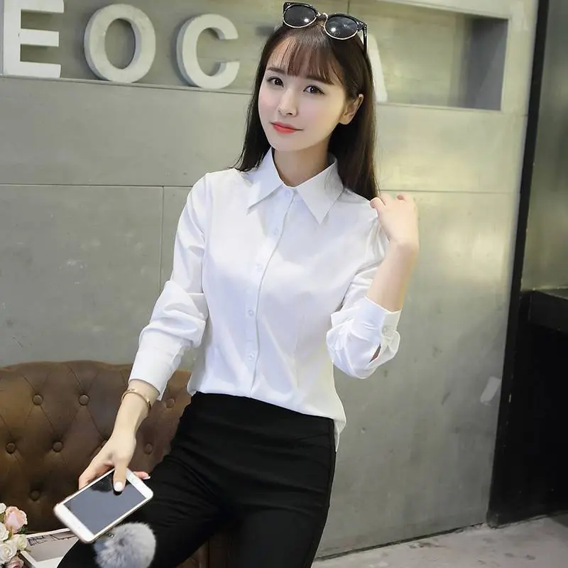 Áo Sơ Mi Trắng, Dành Cho Nữ, Dáng Ôm, Dài Tay, Trang Phục Công Sở, Trang Phục Trang Trọng, Bộ Sưu Tập Mùa Xuân Và Mùa Thu, Phong Cách Hàn Quốc, Áo, Thích Hợp Cho Quần Áo Làm Việc, 2024 2