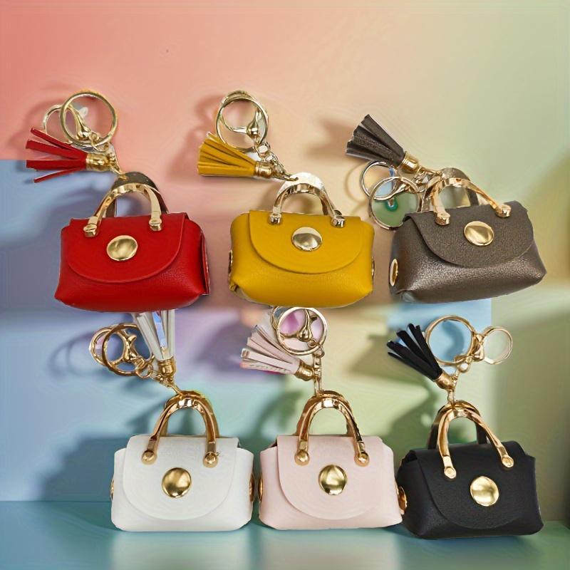 Fashionable Mini PU Leather Keychain Wallet with Tassel, 1 Count Durable Keychain Ring, Suitable for Storing Coins, Keys and Earplugs, Very Suitable for Women's Fashion Accessories 0