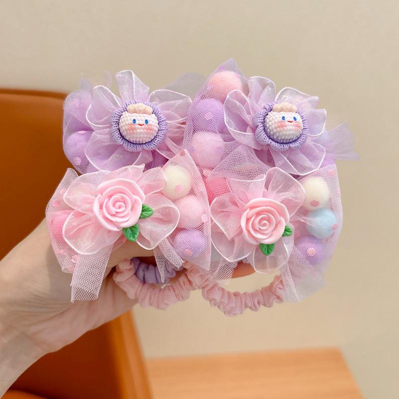 Bộ Dây Buộc Tóc Nơ Ren Hoạt Hình, Dành Cho Bé Gái Ngọt Ngào, Dây Buộc Tóc Đuôi Ngựa Trẻ Em, Dây Cao Su 7