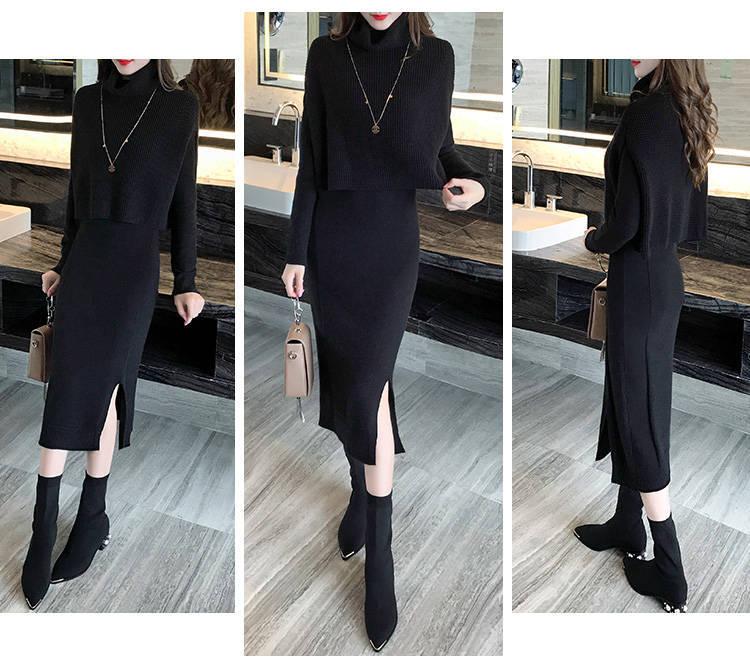 Product Introduction of Váy Len Dài Trung Bình Cổ Cao, Phong Cách Hàn Quốc, Áo Vest Dày Dặn, Bộ Đồ Hai Mảnh, Dưới Đầu Gối, Dành Cho Nữ, Hàng Mới Về Thu Đông 2024 15