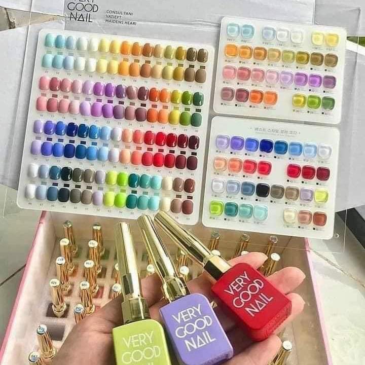  Sét Very good nail 60 màu lắp vàng cổ dài hàng chính hãng   sét tặng kèm bảng màu  Bass và top  dung tích chai sơn 15ml  chất sơn đặc mượt  dùng để Sơn Gel móng tay chân nail làm đẹp 