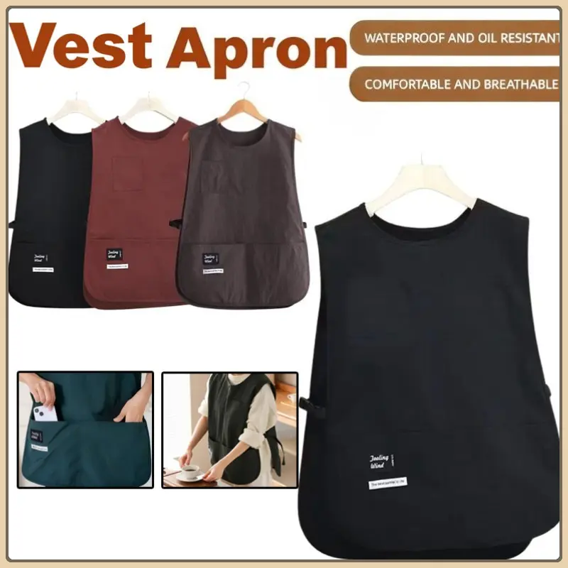 Apron Dapur, Rompi Allieuka, Tahan Noda, Rompi Pakaian Kerja, Bersaiz ...