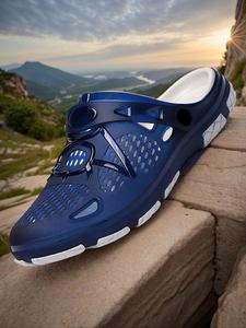 メンズ春夏オープントゥサンダル、滑り止め冷感素材ビーチスリッパ、無地ミディアム幅カジュアルシューズ