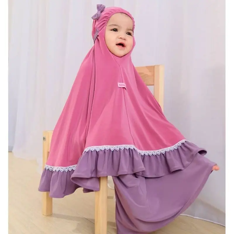 Fashion muslim Terbaru Mukena Anak Perempuan Variasi Pita Renda 1 - 10 Tahun Nyaman Lembut Kerudung Gamis Bunga Kombinasi Syari Jilbab