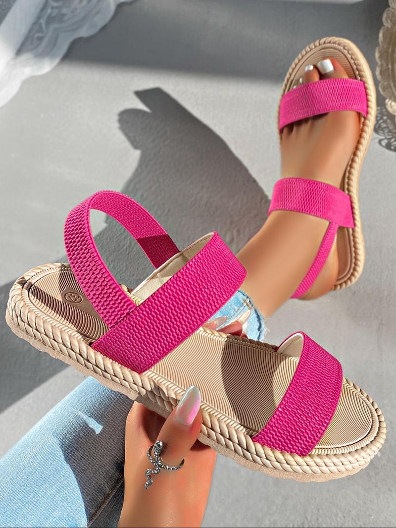 Product Introduction of Women's Fashionable Plain Color Flat Sandals, Casual Versatile Open Toe Sandals for Summer, Lightweight Breathable Comfortable Shoes for Daily Wear 6