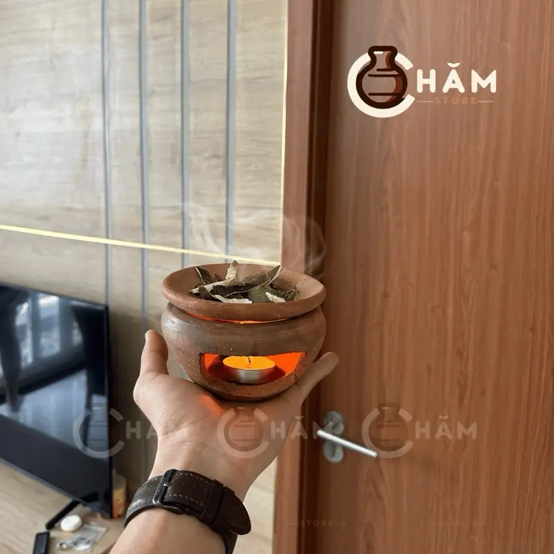 Bếp Xông Thảo Mộc, Bếp Đốt Bồ Kết, Gốm Đất Nung Chăm Bàu Trúc Chịu Nhiệt Tốt, Siêu Bền 2