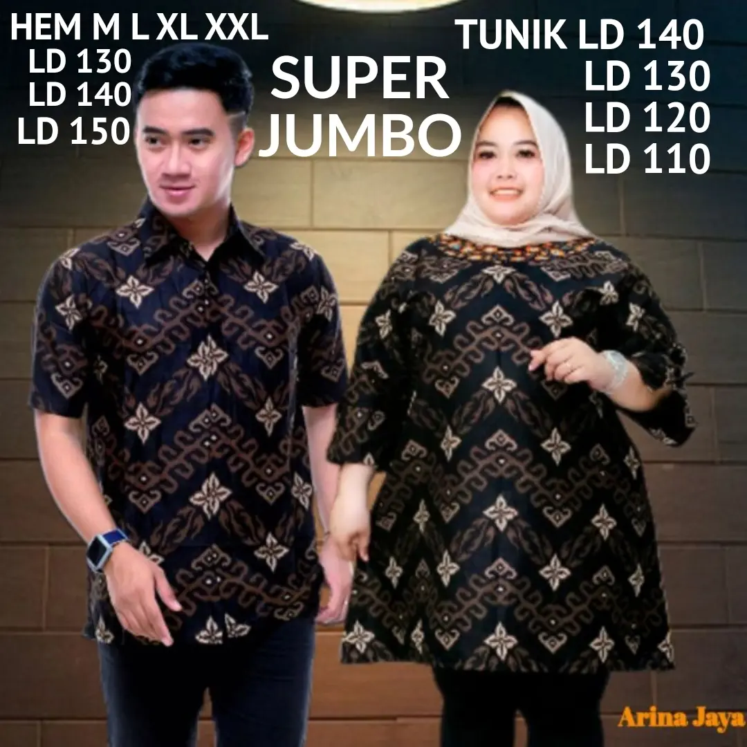 BAJU BATIK CUPLE PASANGAN TERBARU TUNIK JUMBO LD140 KEMEJA LENGAN PENDEK M L XL XXL BAHAN KAIN KATUN HALUS TUNIK JUMBO XXXL SARIMBIT KELUARGA Katun