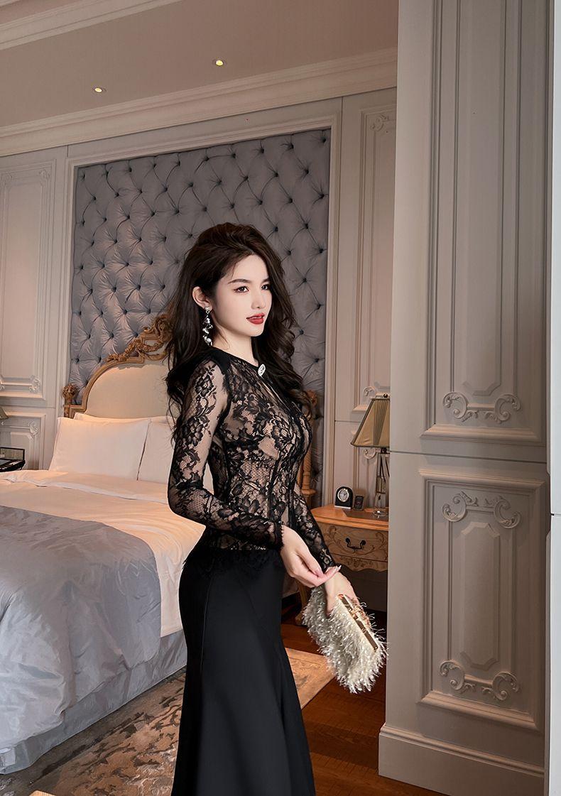 Product Introduction of Áo Lớp, Thiết Kế Thời Trang Dễ Phối Đồ, Chất Liệu Ren khoét Độc Đáo Phong Cách Gợi Cảm, Chống Lão Hóa, Tay Dài, Cao Cấp, Áo Trắng, Dành Cho Nữ 8