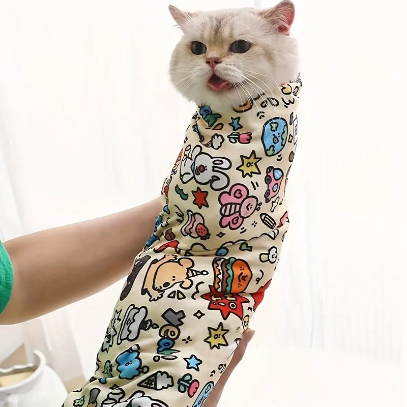 Multi-Use Grooming Wrap: Feeding & Scratch Protection. Pet Supplies Must-Have!