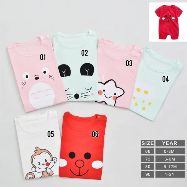 LKM103 Romper Bayi Laki-laki / Perempuan Lengan Pendek Jumper Pakaian Bayi [1KG 16PC] LITTLE KUMA Cotton Combed Katun  Newborn 1