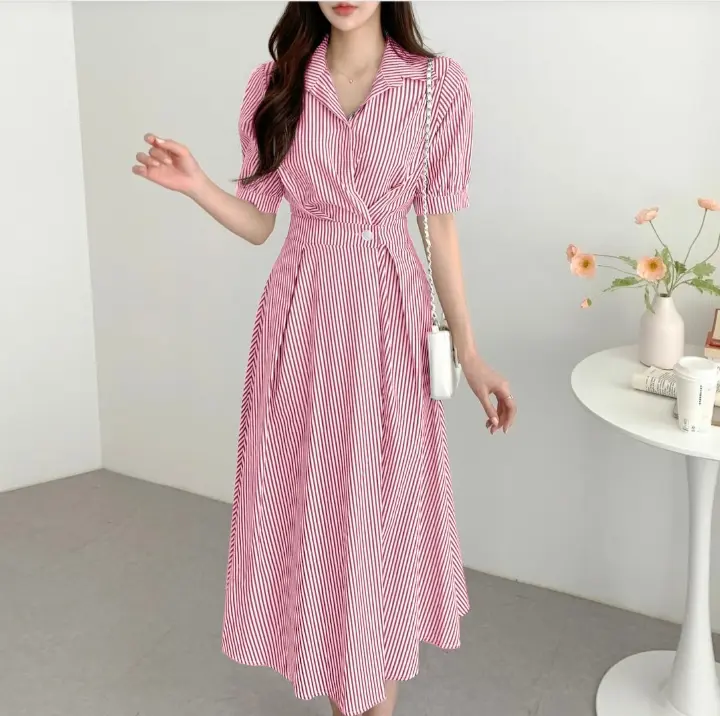 THABISHOP / GANI STRIPE DRES / HN / BAJU DRESS WANITA KOREA / BAJU WANITA / DRES KONDANGAN / DRESS REMAJA / DRESS KOREA / DREES / PAKAIAN WANITA 2