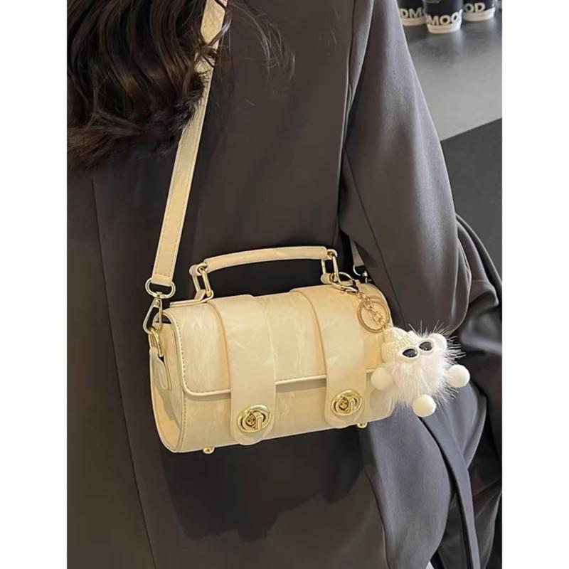 Túi Xách Nữ Đeo Chéo Túi Đeo Vai 2 Dải Da Nhung Phối Quả Bông Thời Trang BBStore Bag 4
