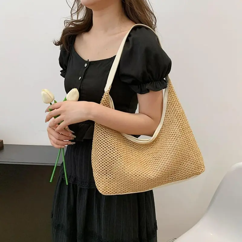Túi Tote Dệt Cổ Điển, Túi Rơm, Túi Kẹp Nách, Túi Đeo Vai, Dung Lượng Lớn, Thích Hợp Cho Kỳ Nghỉ Và Bãi Biển, Dành Cho Phụ Nữ, Năm 2025 3