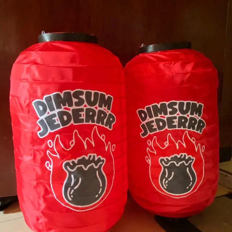 2 pcs lampion custom (logo/tambah tulisan) 25cm x 45cm / kain / outdoor 1