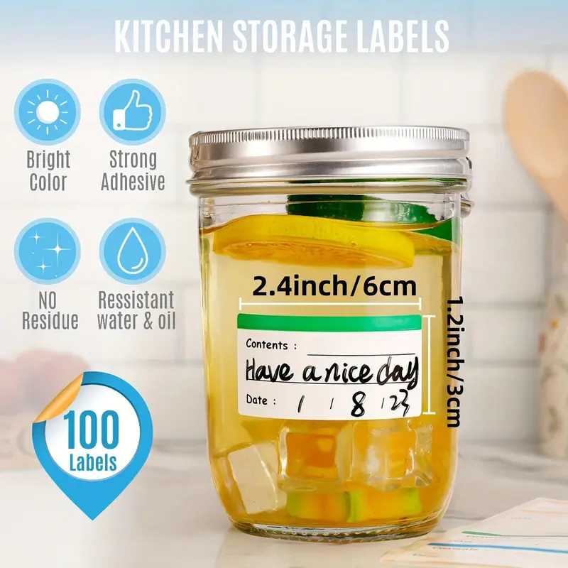 Freezer Labels, 10 Sheets/100pcs Food Storage Labels Stickers, Removable Meal Tags Stickers for Home Kitchen Dining Room Picnic Camping(without Pen) 5