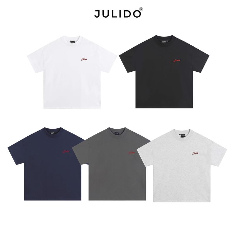 COMBO 2 Áo thun nam nữ JULIDO cổ tròn logo thêu Chất liệu cotton cao cấp, thoáng mát