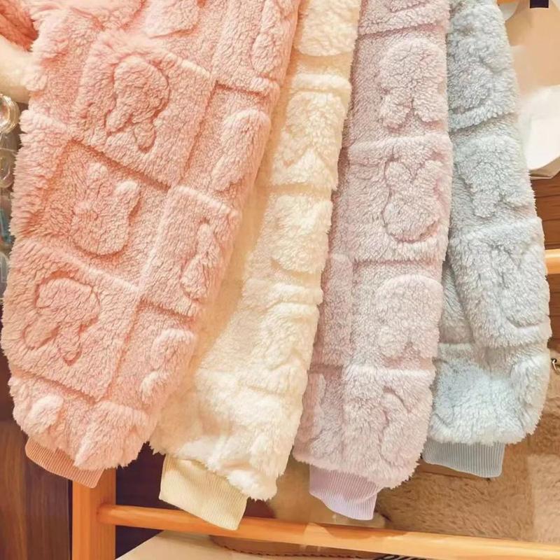 Product Introduction of ชุดนอนเด็ก ขายร้อน ซับในผ้าฟลีซแบบหนา สีทึบ ชุดเลานจ์ผ้าฟลีซผ้าสักหลาด เหมาะสำหรับฤดูใบไม้ร่วงและฤดูหนาว เสื้อผ้าเด็ก 8