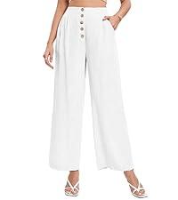 Product Introduction of Women's Casual Cotton Linen Pants Wide Leg Lounge Trousers with Pockets Elastic High Waist with Drawstring Pants 16