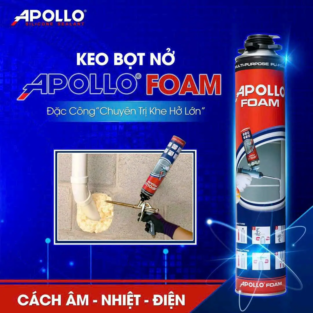 [1 chai]Keo bọt nở Apollo Foam dùng sung chống thấm chống dột cách âm cách nhiệt - Dung tích 750ml