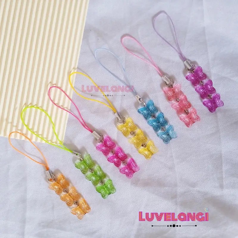 (3 Kupu) Strap hp manik / phone charm minimalis / gantungan hp manik-manik Plastik 1