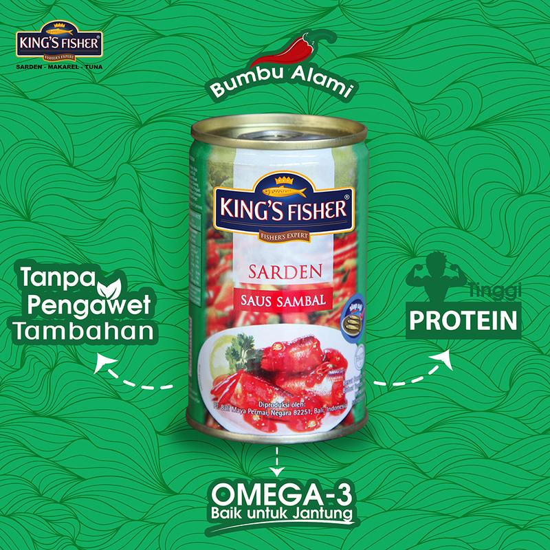 Paket 6 pcs King's Fisher Sarden mini saus sambal Makanan Kaleng 155g kings fisher 2