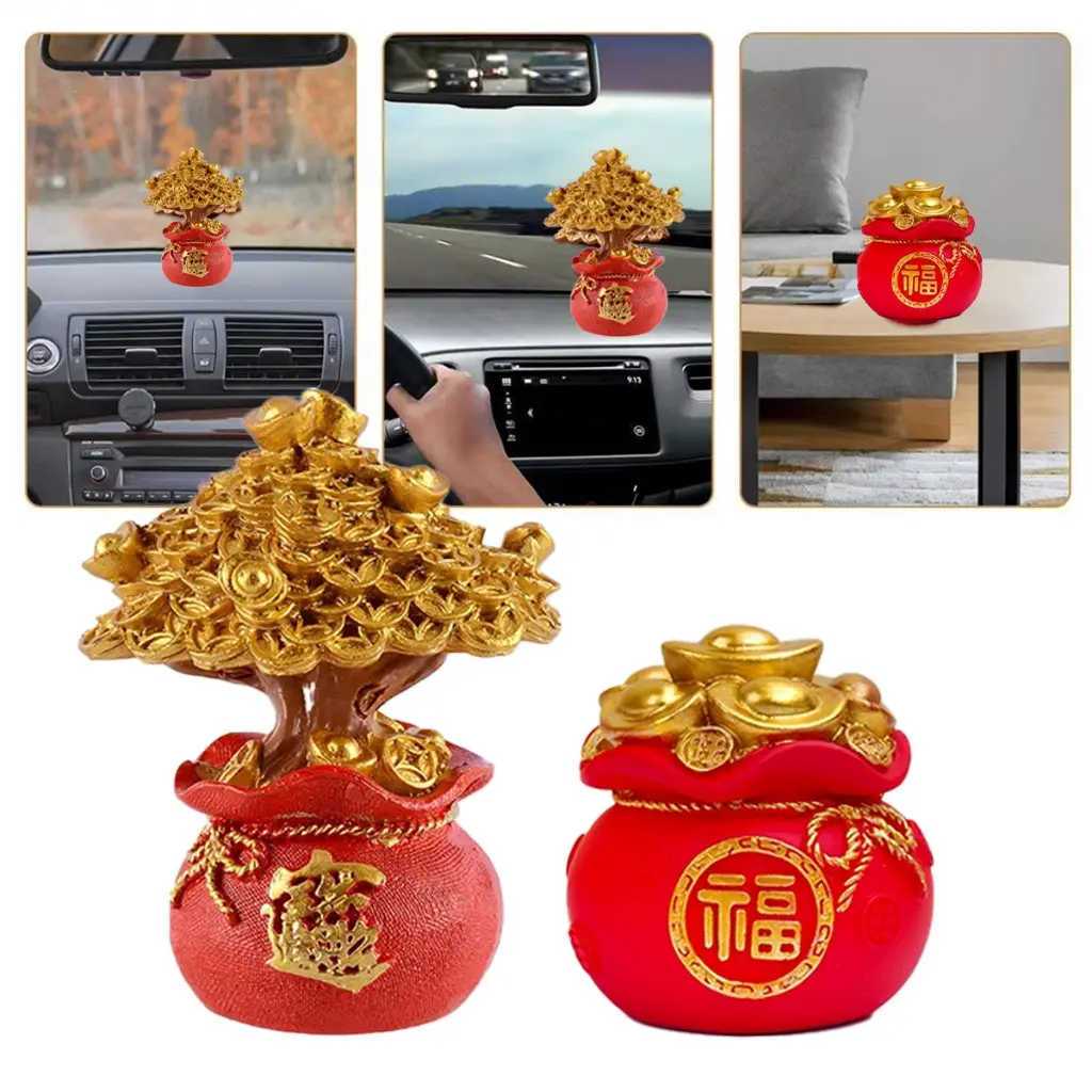 Pohon Keberuntungan Uang China Emas pohon uang feng shui Hiasan Pohon Dekorasi Rumah Kantor