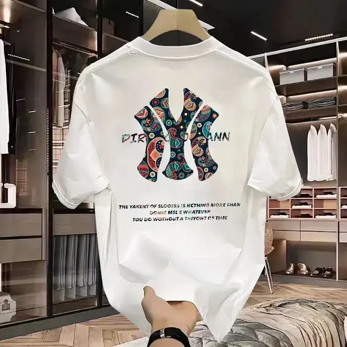 Áo Thun ngắn Tay Dáng Rộng Và Đơn Giản, Hàng Mới Về Mùa Hè, Dành Cho Nam Giới, In Hình, Tay Lửng Áo, Thích Hợp Cho Học Sinh, Dễ Phối Đồ Và Đơn Giản Menswear Cổ Tròn