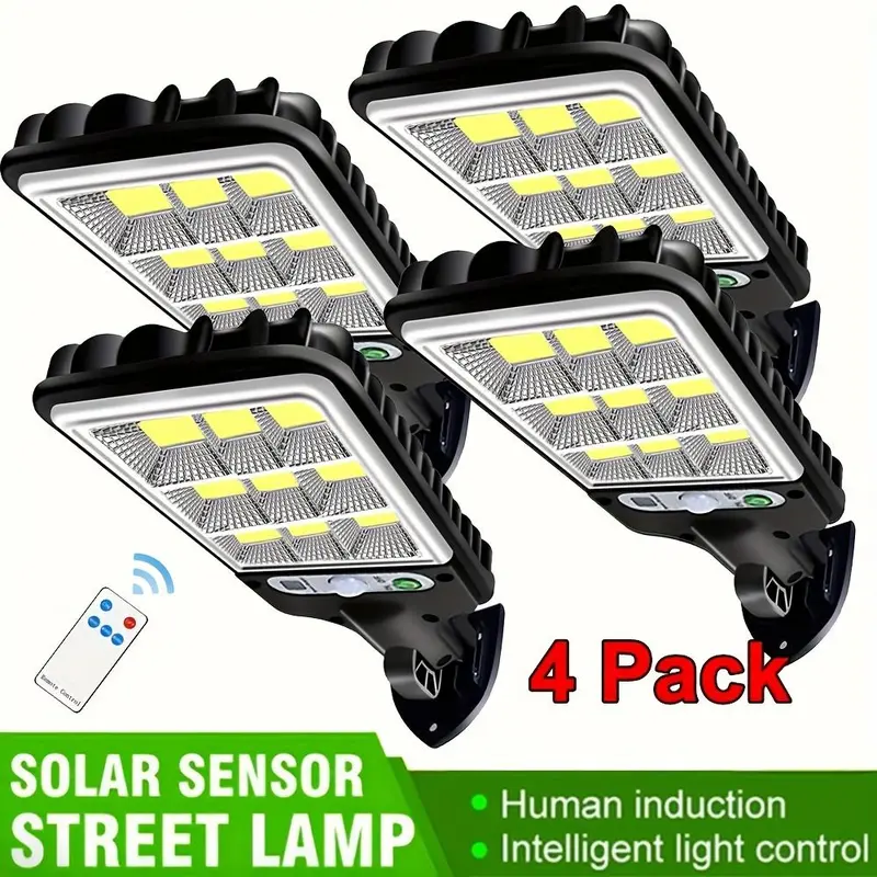 Solar Powered Motion Sensor Light, 4 Counts Safety Solar Street Light with Remote Control, Outdoor Led Light for Garden, Garage, Backyard 8