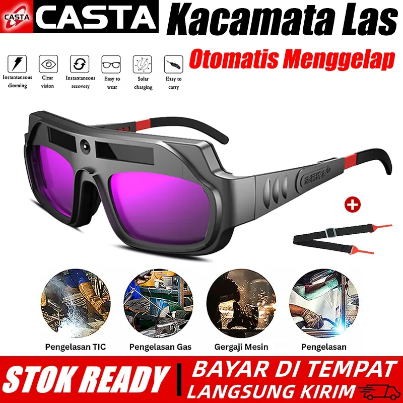 CASTA Kacamata Las Auto Darkening Kacamata Tukang Las Solar Power Goggles untuk Pengelasan dan Pekerjaan Industri