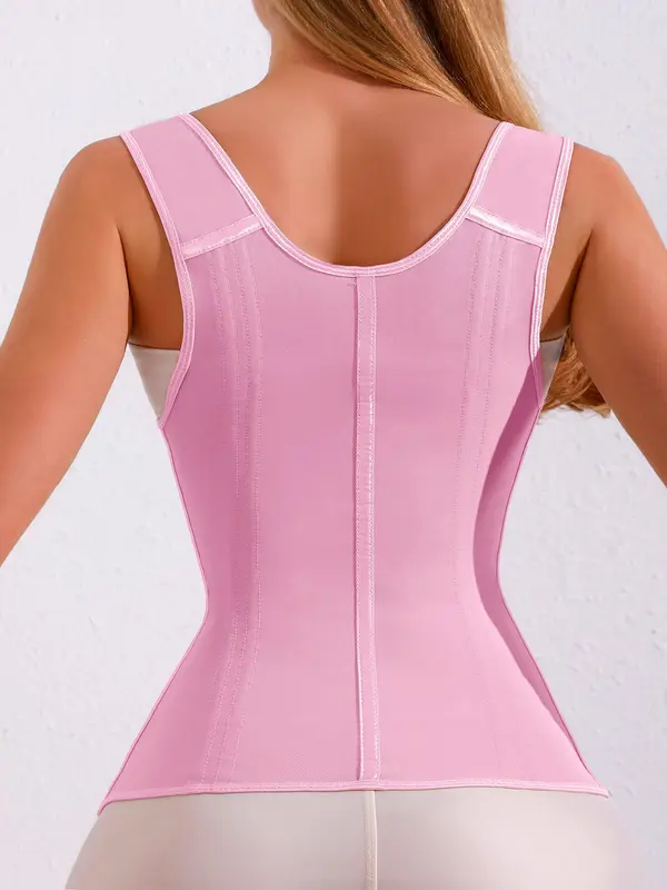 Women's Solid Color Adjustable Hook & Eye Closure Zipper Shapewear Top, Womenswear Tummy Control Girdle Highwaist Shaper Corset, Shaper Clothes, Ladies Sexy Shaper Clothes for All Seasons, Matt Waist Trainers, Valentine's Day, Gift for Her 1